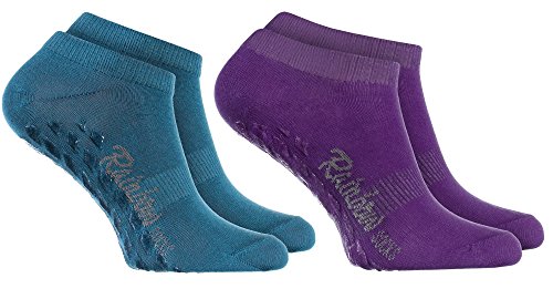 Rainbow Socks - Mujer Hombre - Calcetines Cortos Antideslizantes - 2 pares - Jeans Morado - Tamaños: EU 36-38