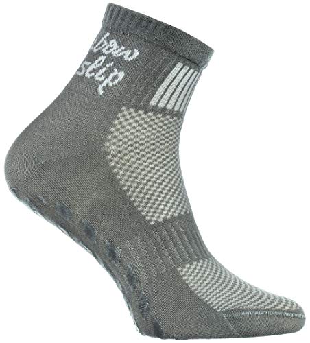 Rainbow Socks - Niño Niña Deporte Calcetines Antideslizantes ABS de Algodón - 2 Pares - Negro Gris - Talla 30-35