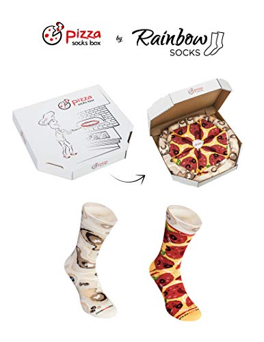 Rainbow Socks - Pizza Pepperoni Mujer Hombre - 4 pares de Calcetines - Tamaño 36-40