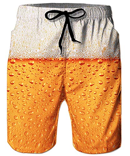 RAISEVERN Camisas Sport Pantalones para Hombre, la Playa del Verano Suelta Pantalones Cortos Pintura a imprimió el patrón de la Cerveza del Partido