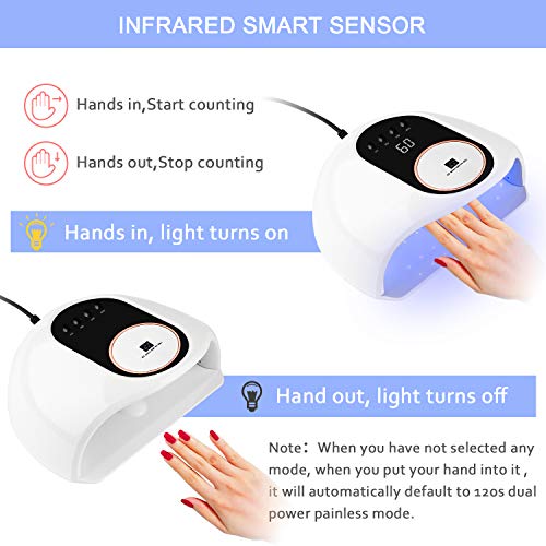 RaMokey Lampara LED Uñas, 168W Secador de Uñas LED UV Lampara Uñas Gel Semipermanentes Maquina Uñas Luz Lamp con Sensor Automatico, Con 4 Temporizadores para Manicura/Pedicure Nail Art RaMokey Lampara LED Uñas, 168W Secador de Uñas LED UV Lampara Uñas Gel Semipermanentes Maquina Uñas Luz Lamp con Sensor Automatico, Con 4 Temporizadores para Manicura/Pedicure Nail Art