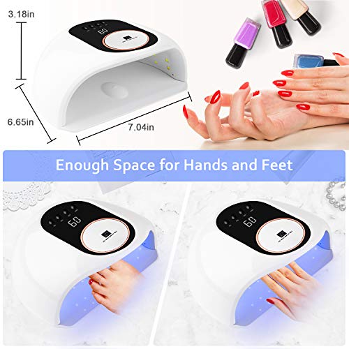 RaMokey Lampara LED Uñas, 168W Secador de Uñas LED UV Lampara Uñas Gel Semipermanentes Maquina Uñas Luz Lamp con Sensor Automatico, Con 4 Temporizadores para Manicura/Pedicure Nail Art