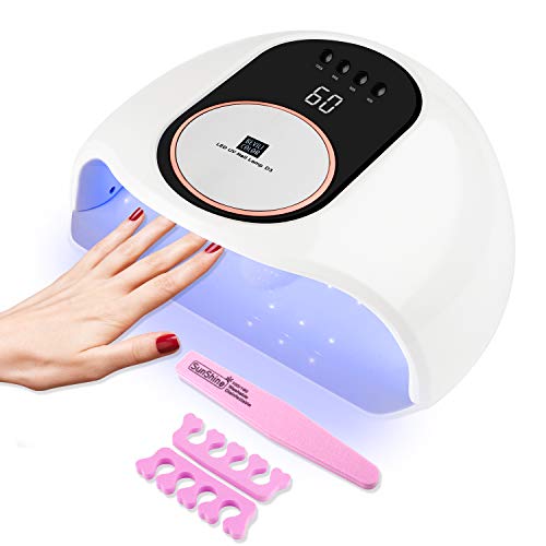 RaMokey Lampara LED Uñas, 168W Secador de Uñas LED UV Lampara Uñas Gel Semipermanentes Maquina Uñas Luz Lamp con Sensor Automatico, Con 4 Temporizadores para Manicura/Pedicure Nail Art