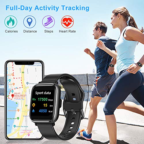 RaMokey Smartwatch, Relojes Inteligentes Mujer Hombre, Pulsera Actividad Inteligente Impermeable IP67, Reloj Fitness con Pulsómetro, Cronómetros,Calorías, Monitor de Sueño, Podómetro para Android iOS