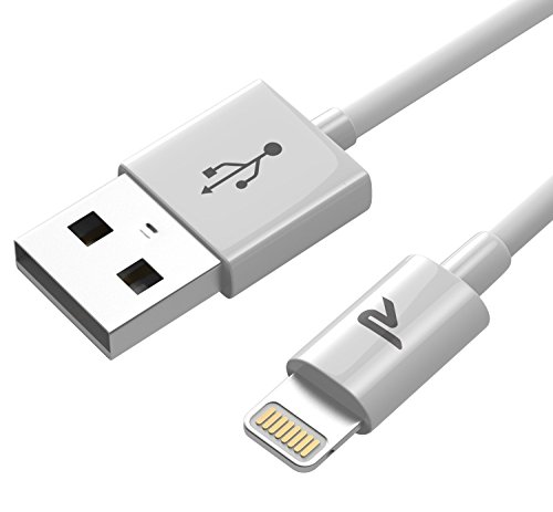 Rampow Cable Lightning Cargador Lightning-[Apple MFi Certificado]-Garantía de por Vida-Compatible para Apple X 8 Plus 7 Plus 6S 6 Plus 5 5S 5C SE iPad-1m Blanco