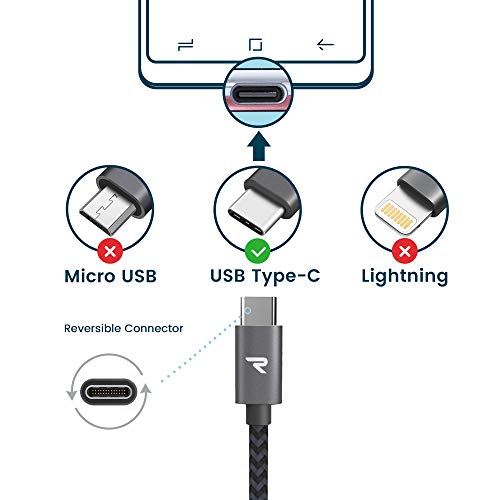 RAMPOW Cable USB Tipo C a USB A 3.0 Cable USB C Nylon Duradero-Garantía de por Vida-[USB C 3.1 Gen 1] Compatible para Samsung Note 9/S9/S8, HTC 10/U11/U12+, LG G5/G6, Sony Xperia XZ-2M,Gris Espacial
