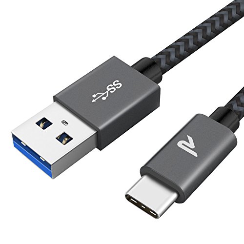 RAMPOW Cable USB Tipo C a USB A 3.0 Cable USB C Nylon Duradero-Garantía de por Vida-[USB C 3.1 Gen 1] Compatible para Samsung Note 9/S9/S8, HTC 10/U11/U12+, LG G5/G6, Sony Xperia XZ-2M,Gris Espacial
