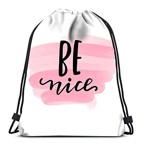 Randell Gym Drawstring Backpack Sport Bag Be Nice Modern Brush Blogs Social Media Motiv Lightweight Shoulder Bags Travel College Rucksack For Women Men