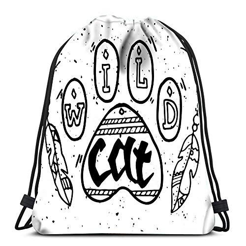 Randell Gym Drawstring Backpack Sport Bag Wild Animal Paw Step Wild Cat Boho Vintage Lightweight Shoulder Bags Travel College Rucksack For Women Men Randell Gym Drawstring Backpack Sport Bag Wild Animal Paw Step Wild Cat Boho Vintage Lightweight Shoulder Bags Travel College Rucksack For Women Men
