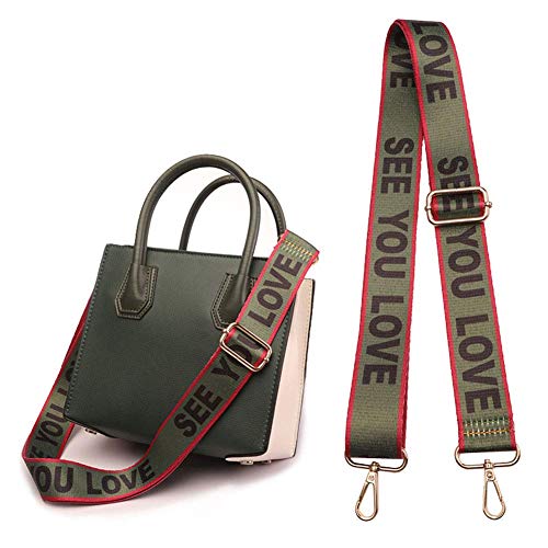 RANG Correa Recambio Bandolera Asa Adjustable Lona Mujer Hombro Cincha Cadena con Hebilla Metalica para Bolso Cartera Monedero Amor(Verde Oscuro)