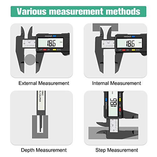 Raniaco Calibre Digital, Vernier Calibre Pantalla LCD Calibrador Electrónica, 150mm/6Inch para Medir Interior Exterior Altura Profundidad y Escalera