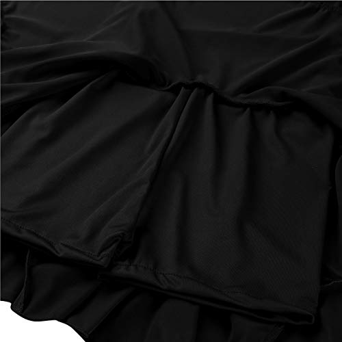 ranrann Falda de Baile Latino para Mujer Falda Corta de Danza Rumba Tango con Volantes Cintura Alta Dancewear Vestido de Danza Moderna Culottes Negro Small