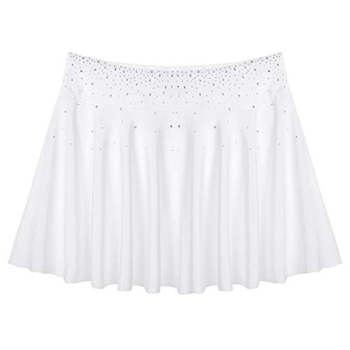 ranrann Falda de Danza Ballet para Mujer Falda Corta de Patinaje Artístico Cintura Alta Falda con Volantes Diamantes Vestido Baile Gimnasia Rítmica Blanco Medium ranrann Falda de Danza Ballet para Mujer Falda Corta de Patinaje Artístico Cintura Alta Falda con Volantes Diamantes Vestido Baile Gimnasia Rítmica Blanco Medium