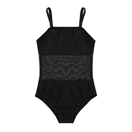 ranrann Maillot de Ballet Clásico para NIña Leotardo Básico de Gimnasia Rítmica Patinaje Artístico Body de Danza Clásica Traje Bailarina Top Negro 8 Años