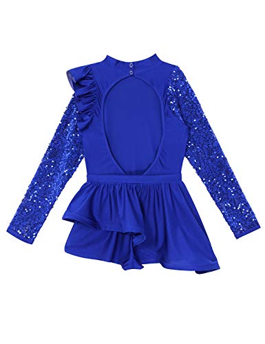 ranrann Maillot de Danza Ballet con Volantes para Mujer Vestido de Gimnasia Rítmica Lentejuelas Mono Patinaje Artístico Baile Disfraz de Bailarina Azul Medium