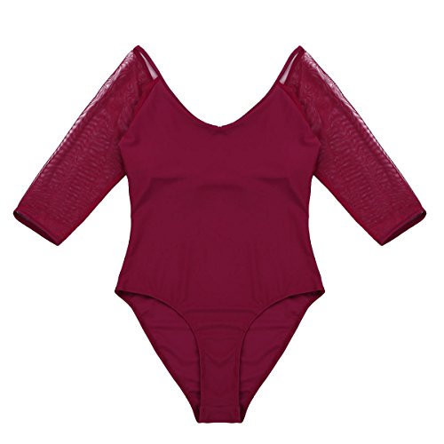 ranrann Maillot de Gimnasia Rítmica para Mujer Leotardo Clásico de Ballet Manga Transparente Mono de Danza Ropa Deportiva de Baile Dancewear Vino Rojo Small ranrann Maillot de Gimnasia Rítmica para Mujer Leotardo Clásico de Ballet Manga Transparente Mono de Danza Ropa Deportiva de Baile Dancewear Vino Rojo Small