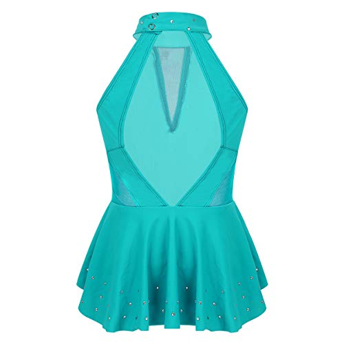 ranrann Maillot de Patinaje Artístico con Volantes para Niña Elástico Body de Danza Clásica Brillante Leotardo de Ballet Gimnasia Rítmica Traje Bailarina Turquesa 10 Años