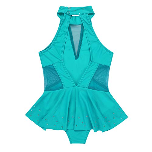 ranrann Maillot de Patinaje Artístico con Volantes para Niña Elástico Body de Danza Clásica Brillante Leotardo de Ballet Gimnasia Rítmica Traje Bailarina Turquesa 10 Años