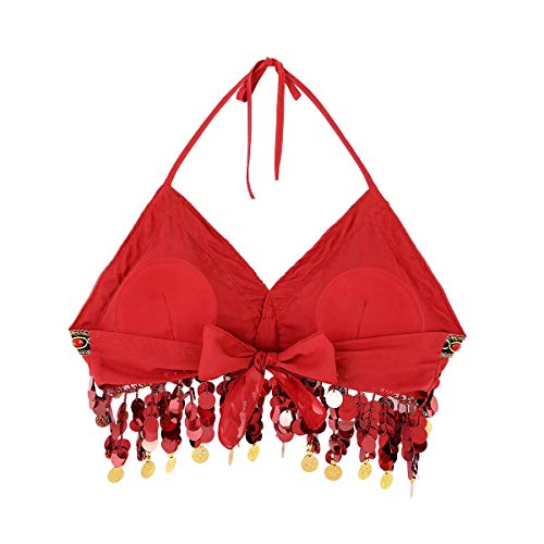 ranrann Top de Danza del Vientre Lentejuelas para Mujer Brillante Sujetador de Danza Oriental Flecos Cuello Halter Traje Baile Latino Salsa Disfraz Fiesta Rojo Talla Única ranrann Top de Danza del Vientre Lentejuelas para Mujer Brillante Sujetador de Danza Oriental Flecos Cuello Halter Traje Baile Latino Salsa Disfraz Fiesta Rojo Talla Única
