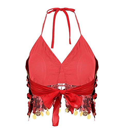 ranrann Top de Danza del Vientre Lentejuelas para Mujer Brillante Sujetador de Danza Oriental Flecos Cuello Halter Traje Baile Latino Salsa Disfraz Fiesta Rojo Talla Única ranrann Top de Danza del Vientre Lentejuelas para Mujer Brillante Sujetador de Danza Oriental Flecos Cuello Halter Traje Baile Latino Salsa Disfraz Fiesta Rojo Talla Única