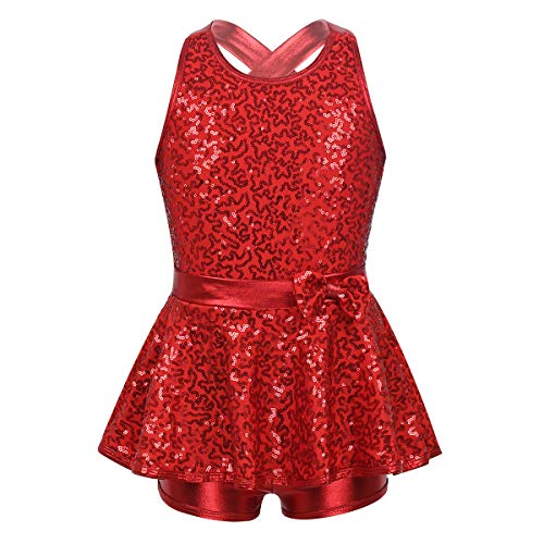ranrann Vestido de Baile Moderno Jazz Lentejuelas para Niña Maillot de Danza Ballet con Falda Mono Correas Cruzadas Leotardo de Gimnasia Patinaje Rojo 10 Años ranrann Vestido de Baile Moderno Jazz Lentejuelas para Niña Maillot de Danza Ballet con Falda Mono Correas Cruzadas Leotardo de Gimnasia Patinaje Rojo 10 Años