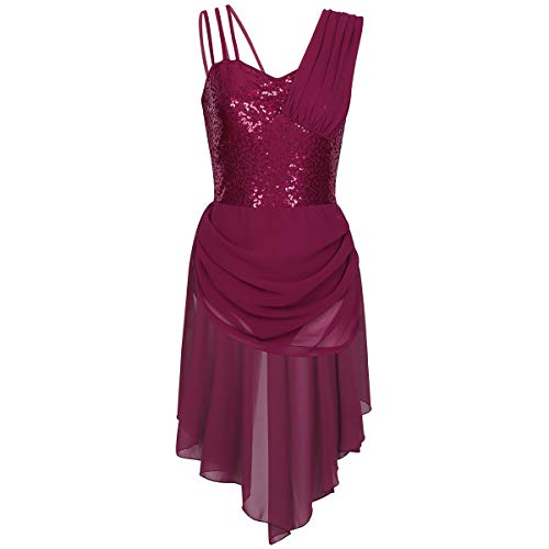 ranrann Vestido Tutú de Ballet Lentejuelas para Mujer Chifón Irregular Vestido de Danza Clásica Hombro Descubierto Traje Bailarina Maillot Patinaje Artístico Vino Rojo Small ranrann Vestido Tutú de Ballet Lentejuelas para Mujer Chifón Irregular Vestido de Danza Clásica Hombro Descubierto Traje Bailarina Maillot Patinaje Artístico Vino Rojo Small
