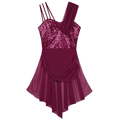 ranrann Vestido Tutú de Ballet Lentejuelas para Mujer Chifón Irregular Vestido de Danza Clásica Hombro Descubierto Traje Bailarina Maillot Patinaje Artístico Vino Rojo Small ranrann Vestido Tutú de Ballet Lentejuelas para Mujer Chifón Irregular Vestido de Danza Clásica Hombro Descubierto Traje Bailarina Maillot Patinaje Artístico Vino Rojo Small