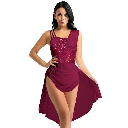 ranrann Vestido Tutú de Ballet Lentejuelas para Mujer Chifón Irregular Vestido de Danza Clásica Hombro Descubierto Traje Bailarina Maillot Patinaje Artístico Vino Rojo Small ranrann Vestido Tutú de Ballet Lentejuelas para Mujer Chifón Irregular Vestido de Danza Clásica Hombro Descubierto Traje Bailarina Maillot Patinaje Artístico Vino Rojo Small