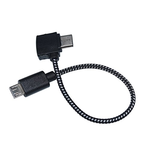 Rantow Nylon Cables de Datos de vídeo para dji Spark Drone Control Remoto, Rayo a Micro-USB/Micro-USB a Micro-USB/Tipo-C a Micro-USB (29cm Type-C to Micro-USB)