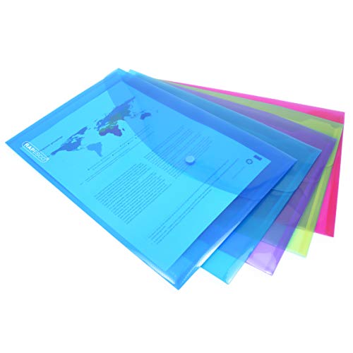 Rapesco Documentos - Carpeta portafolios A4+ horizontal, en varios colores traslúcidos, 5 unidades, polipropileno, foolscap