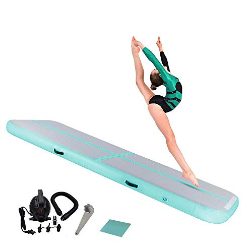 RASHION Airtrack Colchoneta, Entrenamiento colchoneta Inflable, Gimnasia colchoneta 3m 4m 5m 6m Volteretas Colchoneta para Gimnasio/Yoga/Entrenamiento/niños/Parque/Fitness (Green 6M)