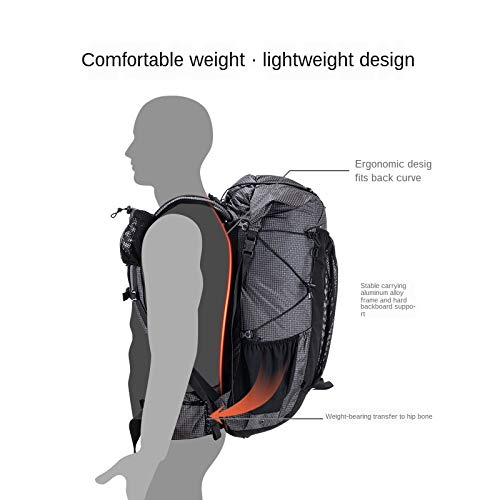 RatenKont Viaje al Aire Libre de Gran Capacidad Senderismo Camping 60 + 5L Mochila de Senderismo Ligera Serie Rock Upgraded Black