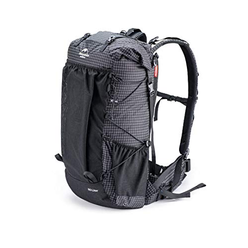 RatenKont Viaje al Aire Libre de Gran Capacidad Senderismo Camping 60 + 5L Mochila de Senderismo Ligera Serie Rock Upgraded Black