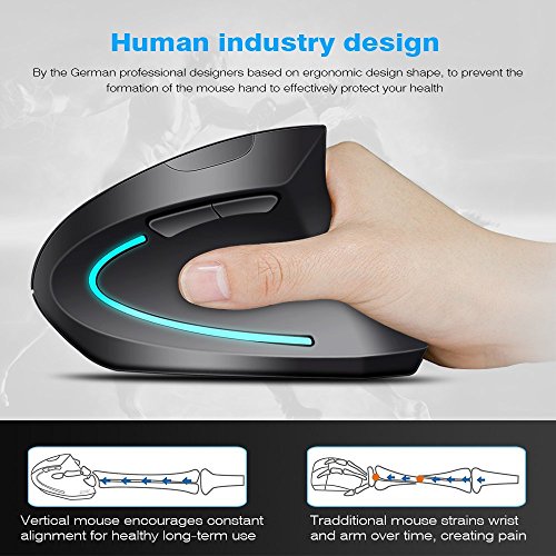 Ratón Ergonómico Inalámbrico,Ratón Vertical de Juego , Ordenador portátil USB, Ratón óptico con nanorreceptor, 3 Niveles de luz LED Ajustables para Windows 7/8/10/XP Vista Linux Mac etc. Ratón Ergonómico Inalámbrico,Ratón Vertical de Juego , Ordenador portátil USB, Ratón óptico con nanorreceptor, 3 Niveles de luz LED Ajustables para Windows 7/8/10/XP Vista Linux Mac etc.