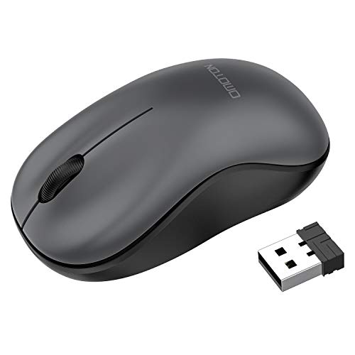 Ratón Inalámbrico OMOTON, Ligero y Portátil，2,4G con Receptor USB,Diseño de Ranura Especial,para Windows/Linux/MacOS/Laptop/PC, Posicionamiento Preciso 1200 dpi,Gris