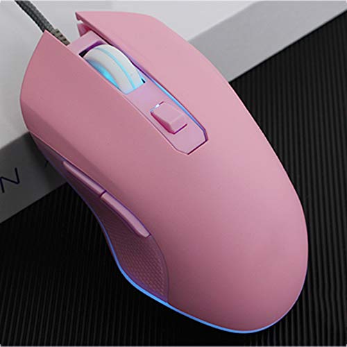 Ratones informáticos Ratón con cable - mudo y silencioso oficina del USB del juego de escritorio del ordenador portátil que brilla linda hembra de ratón Rosa Adecuado for jugadores portátiles Compatib