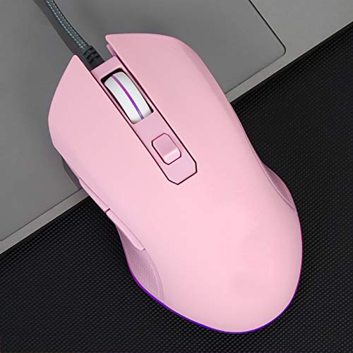 Ratones informáticos Ratón con cable - mudo y silencioso oficina del USB del juego de escritorio del ordenador portátil que brilla linda hembra de ratón Rosa Adecuado for jugadores portátiles Compatib