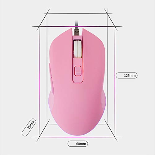 Ratones informáticos Ratón con cable - mudo y silencioso oficina del USB del juego de escritorio del ordenador portátil que brilla linda hembra de ratón Rosa Adecuado for jugadores portátiles Compatib