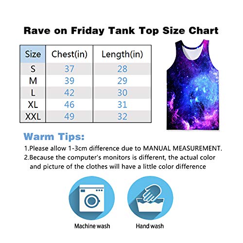 Rave on Friday Summer Camiseta Sin Mangas Gym 3D Impresión Novedad Galaxia Gráfico Tank Top Running Casual Chaleco Hombre XL
