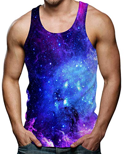 Rave on Friday Summer Camiseta Sin Mangas Gym 3D Impresión Novedad Galaxia Gráfico Tank Top Running Casual Chaleco Hombre XL