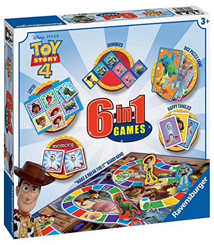 Ravensburger Disney Toy Story 4, juego 6 en 1 para niños y familias a partir de 3 años – Incluye 6 juegos clásicos: bingo, memoria, dominóes, serpientes y escaleras, damas y cartas de juego Ravensburger Disney Toy Story 4, juego 6 en 1 para niños y familias a partir de 3 años – Incluye 6 juegos clásicos: bingo, memoria, dominóes, serpientes y escaleras, damas y cartas de juego