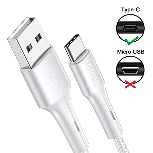 RAVIAD Cable USB Tipo C, [2Pack 3M] Cargador Tipo C Carga Rápida y Sincronización Cable USB C para Galaxy S20/S10/S9/S8/M51/M31/M21/Note 10/Note 9, Huawei P40/P30/P20, Redmi Note 9 Pro/9/8 - Plata