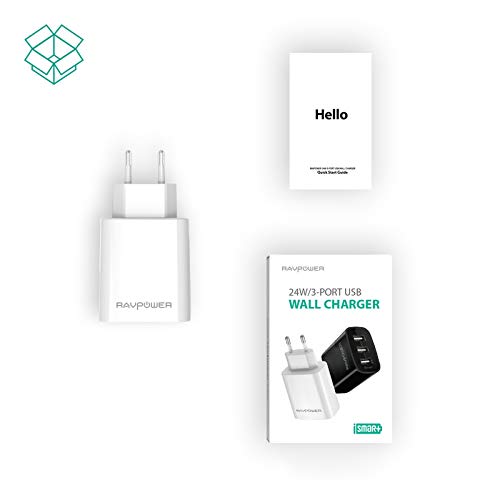 RAVPower Cargador de Pared USB, USB C Cargadores de 30 W con tecnología iSmart para iPhone 11,XS,X, iPad, Galaxy S9 S8, LG, Huawei, Powerbank etc. (Blanco) RAVPower Cargador de Pared USB, USB C Cargadores de 30 W con tecnología iSmart para iPhone 11,XS,X, iPad, Galaxy S9 S8, LG, Huawei, Powerbank etc. (Blanco)