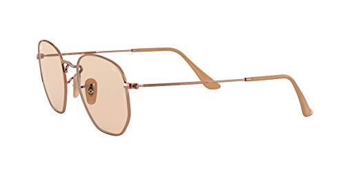 Ray-Ban Hexagonal Lentes oscuros, Copper/Evolve Light Brown, 54/21/145 Unisex Adulto