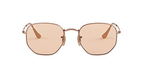 Ray-Ban Hexagonal Lentes oscuros, Copper/Evolve Light Brown, 54/21/145 Unisex Adulto