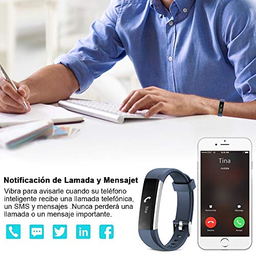 Rayfit Pulsera Actividad Reloj Inteligente Fitness Tracker Podómetro Monitor de Sueño Contador de Calorías Pasos Rastreador de Ejercicios Reloj Salud Pulsera Deportiva para Niños Mujeres Hombres