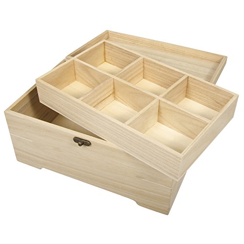 Rayher 62196000 Cofre Madera, 28 x 18 x13.5 cm, con Bandeja de 6 Compartimentos extraíble Rayher 62196000 Cofre Madera, 28 x 18 x13.5 cm, con Bandeja de 6 Compartimentos extraíble