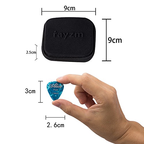 Rayzm Púas Pick Plectrums para guitarra 40 unidades con una caja resistente de almacenaje,Picks Premium de celuloide para guitarra, bajo, varios colores y 6 grosores 0,46/0,71/0,81/0,96/1,20/1,50mm