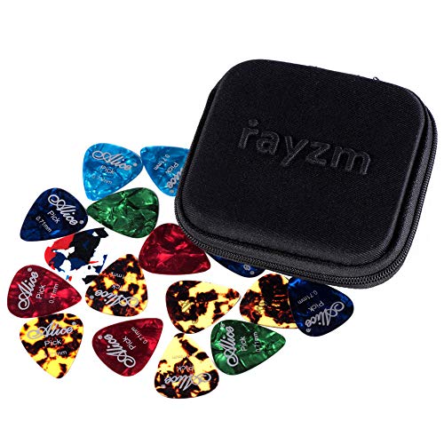 Rayzm Púas Pick Plectrums para guitarra 40 unidades con una caja resistente de almacenaje,Picks Premium de celuloide para guitarra, bajo, varios colores y 6 grosores 0,46/0,71/0,81/0,96/1,20/1,50mm Rayzm Púas Pick Plectrums para guitarra 40 unidades con una caja resistente de almacenaje,Picks Premium de celuloide para guitarra, bajo, varios colores y 6 grosores 0,46/0,71/0,81/0,96/1,20/1,50mm