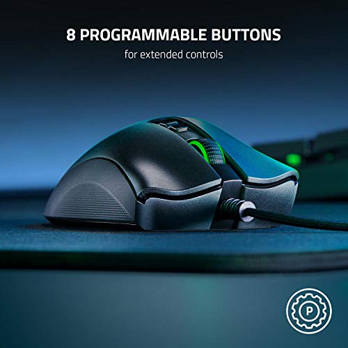 Razer DeathAdder V2 - Ratón para Juegos USB con Cable con Comodidad Ergonómica, Interruptores Ópticos, Enfoque Óptico + Sensor de 20 K, Cable Speedflex, Memoria Integrada, Programable